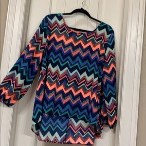 Fun colorful chevron print top